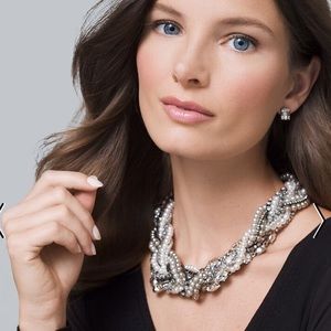 BRAIDED GLASS PEARL OVER-THE-TOP NECKLACE